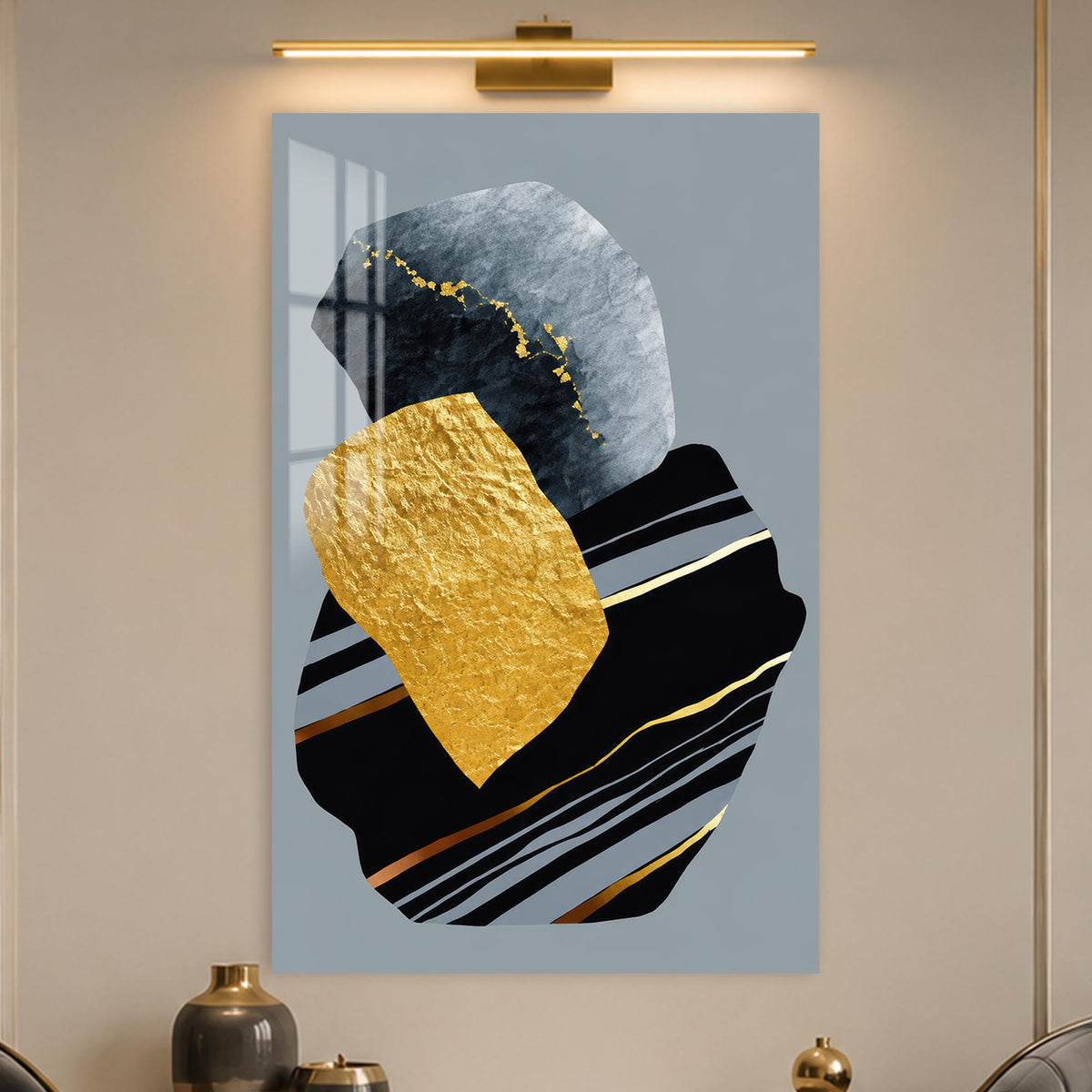 Golden Stone Composition in a modern room