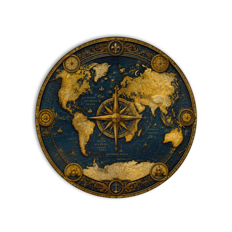 Antique Navigator Map product shot on white background
