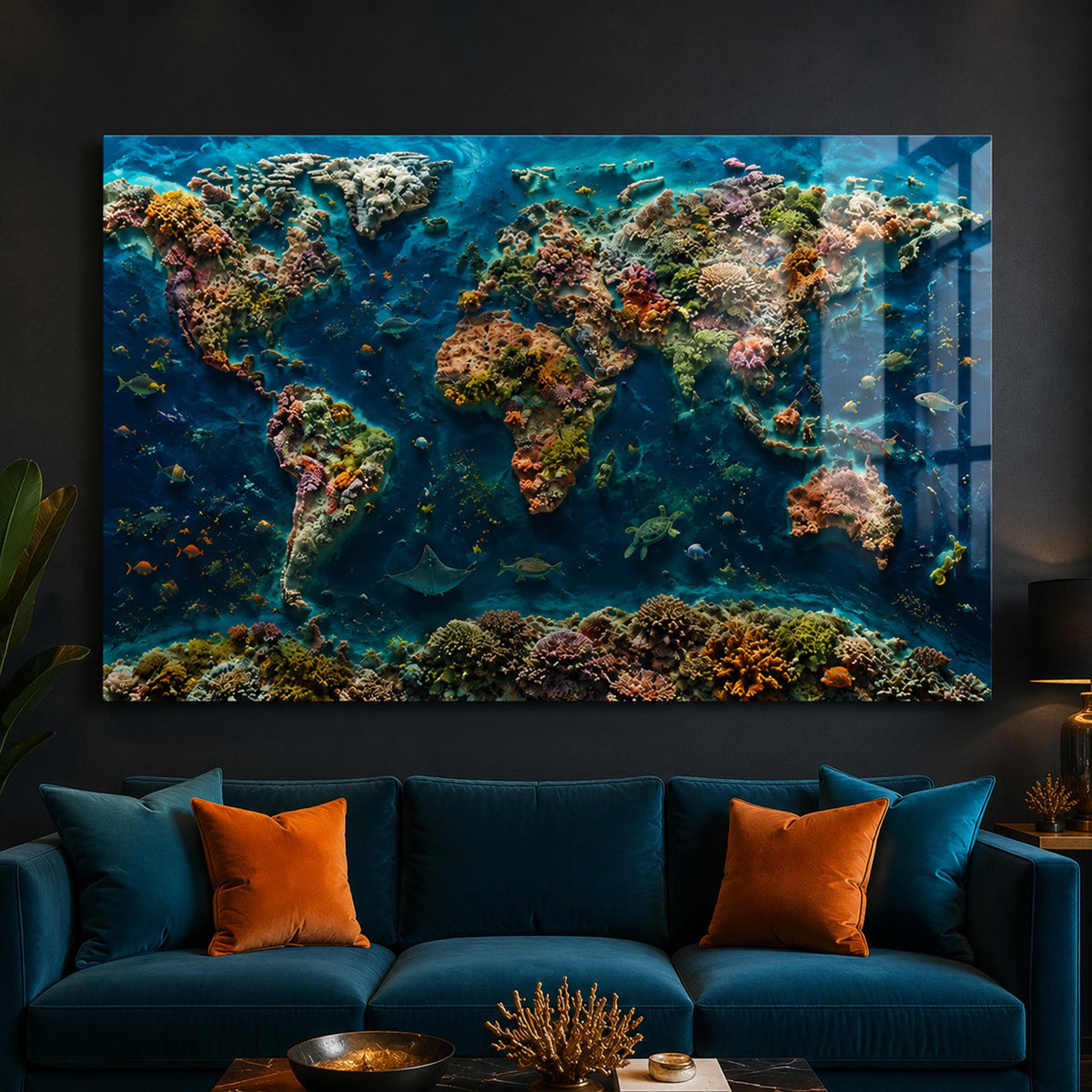 Coral Reef World Map lifestyle view