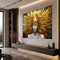 Artronauts Glass Print Golden Feather Goddess Glass Wall Art