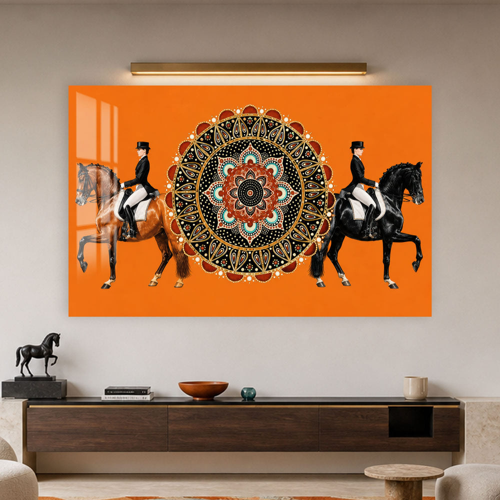 Mandala Equestrian Pair in a modern room