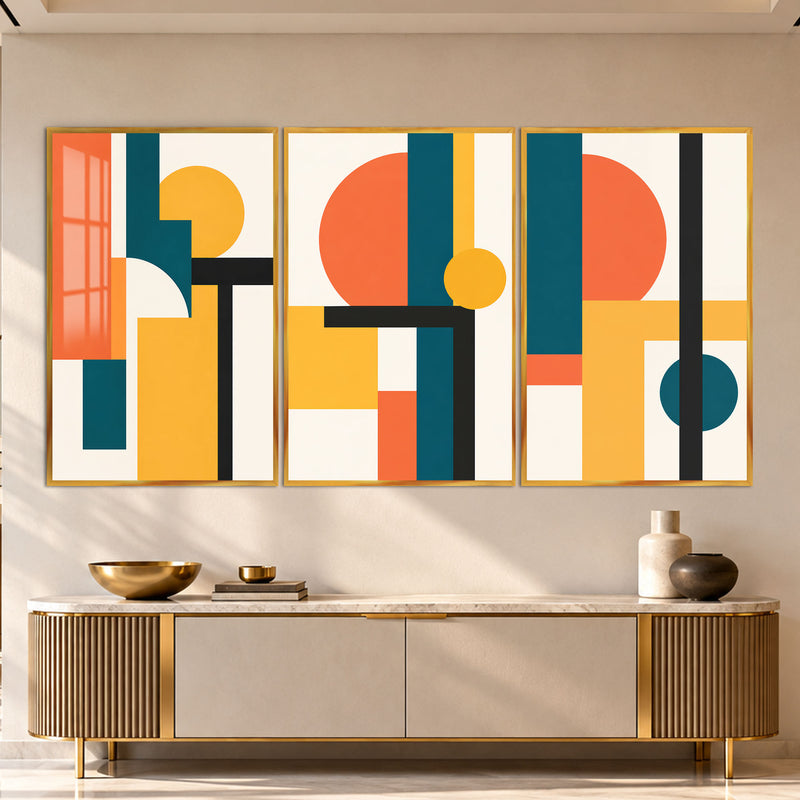 Geometric Rhythm with gold frame