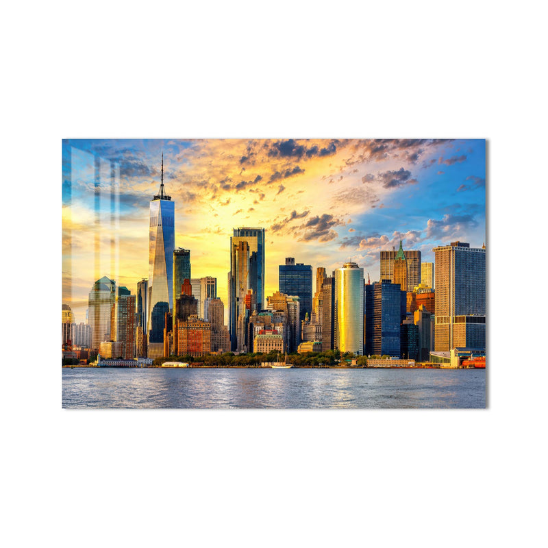 Manhattan Golden Skyline product shot on white background