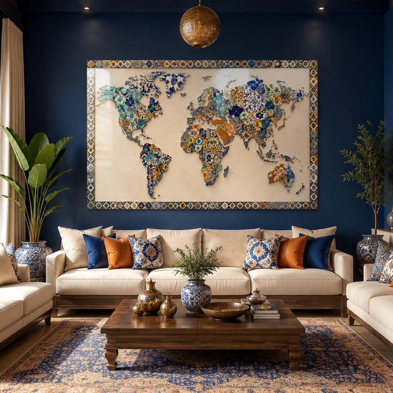 Mosaic World Map lifestyle view