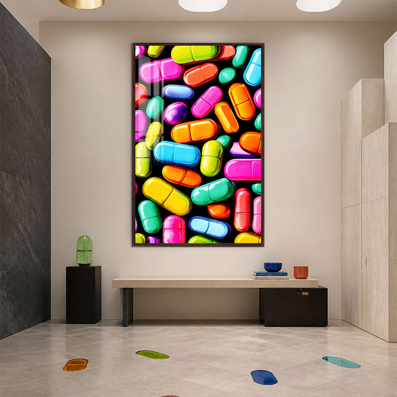 Chromatic Capsules with walnut frame