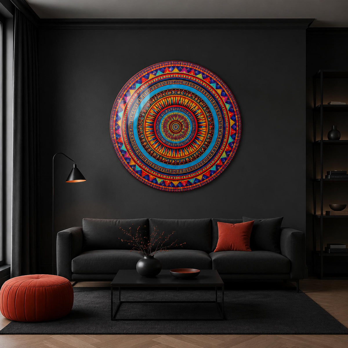 Chromatic Tribal Mandala — tempered glass, ultra HD print, ready to hang