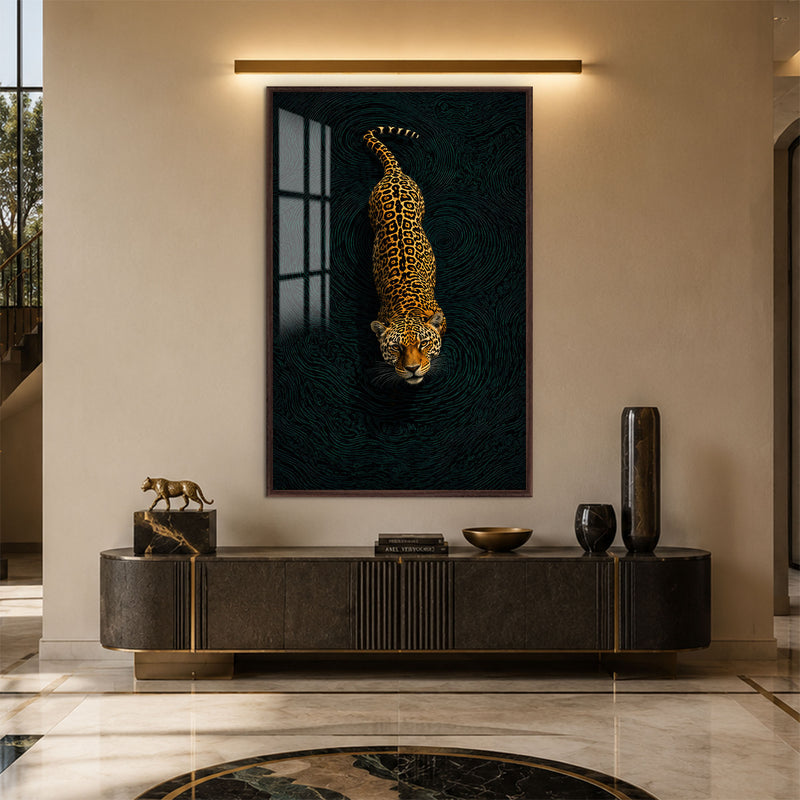 Midnight Jaguar with walnut frame