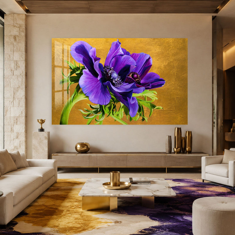 Artronauts Glass Print Purple Anemone Blooms Glass Wall Art