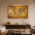 Artronauts Glass Print Antique World Map Glass Wall Art