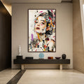 Fragmented Fashion Muse with walnut frame