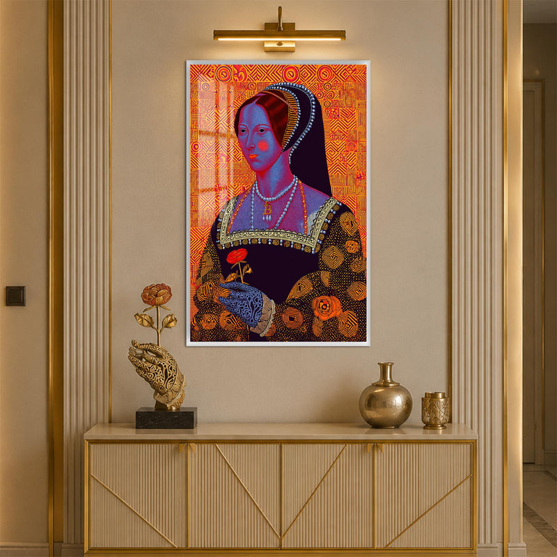 Neon Tudor Muse with white frame