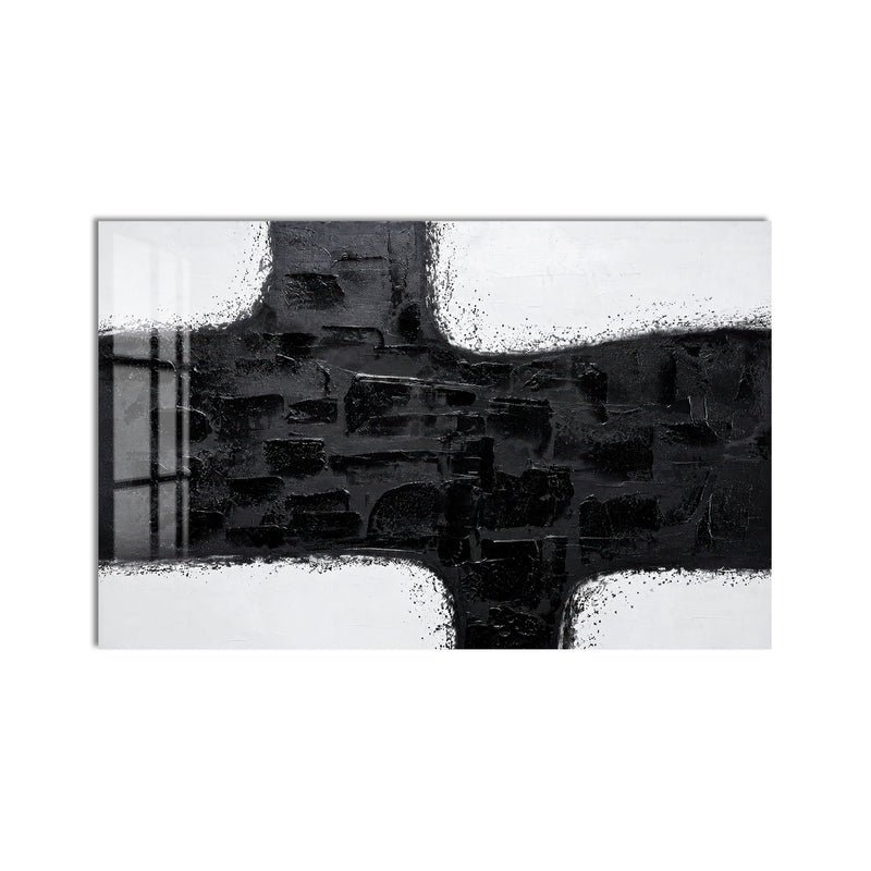Artronauts Glass Print Monochrome Cross Abstraction Glass Wall Art