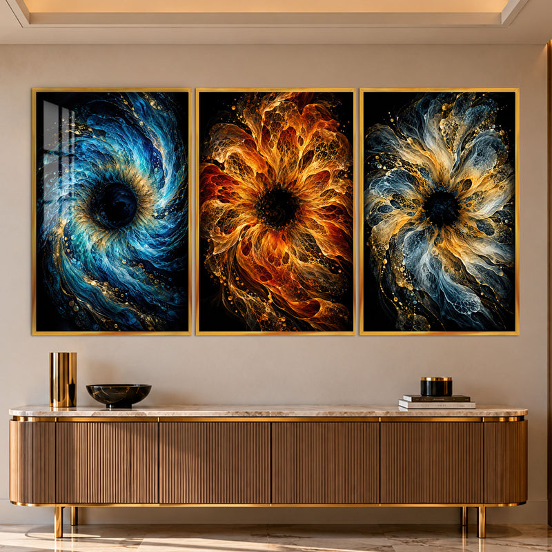 Floral Fire with gold frame