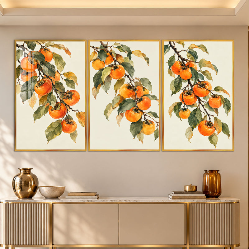 Persimmon Branch with gold frame