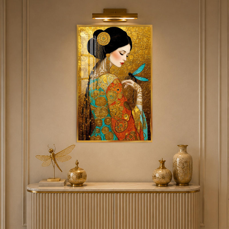 Golden Dragonfly Muse with gold frame
