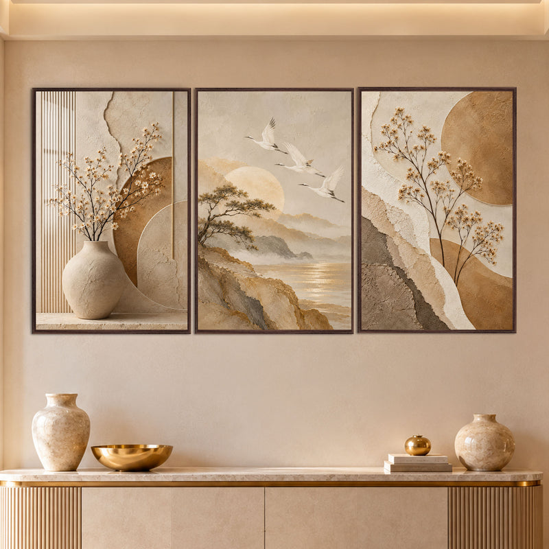 Golden Serenity with walnut frame