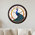 Stained Glass Peacock with black frame