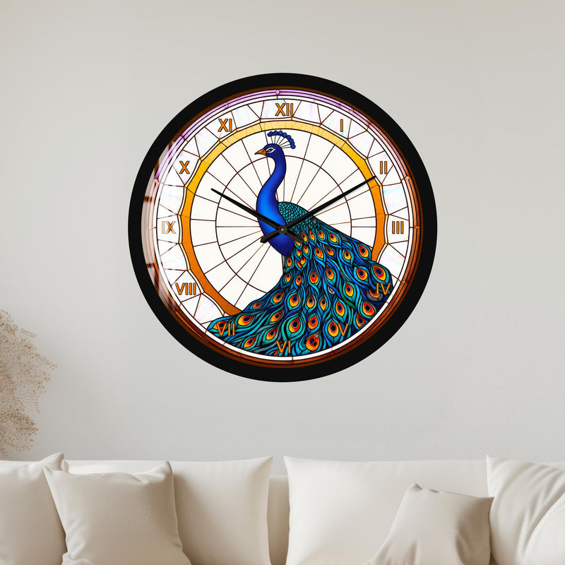 Stained Glass Peacock with black frame