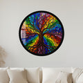 Rainbow Stained Glass Tree Of Life with black frame