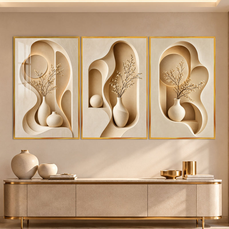 Sculptural Botanical with gold frame