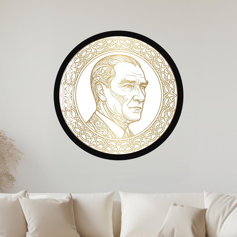 Golden Portrait Medallion with black frame