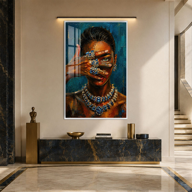 Artronauts Glass Print 12x18 cm | 4.7"x7.1" / White Sapphire Gaze Glass Wall Art