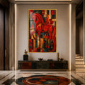 Artronauts Glass Print 12x18 cm | 4.7"x7.1" / Gold Scarlet Mosaic Horse Glass Wall Art