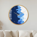 Blue Tidal Abstract with gold frame