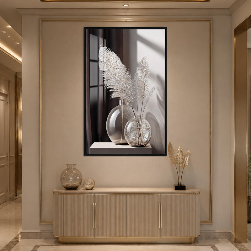Crystal Pampas Still Life with black frame