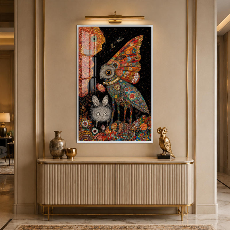 Enchanted Owl Garden with white frame