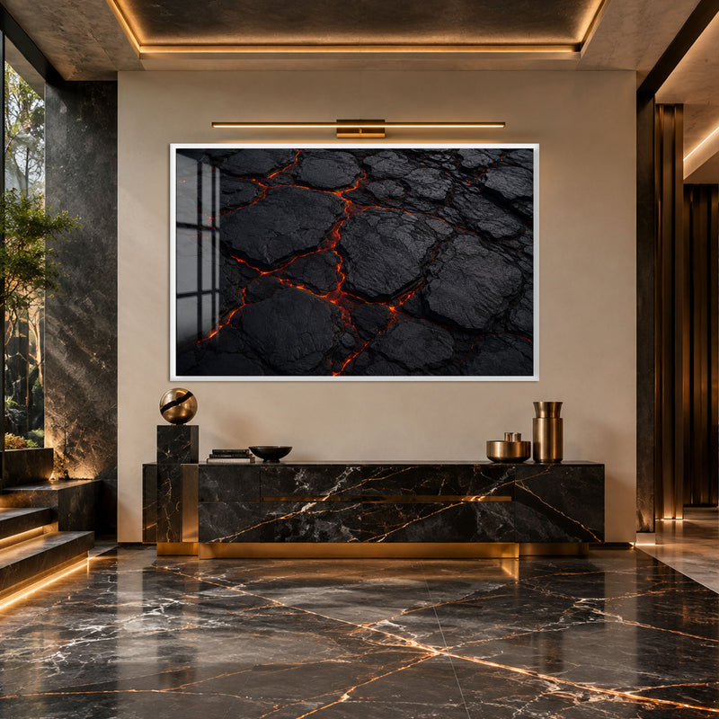 Molten Lava Rock with white frame