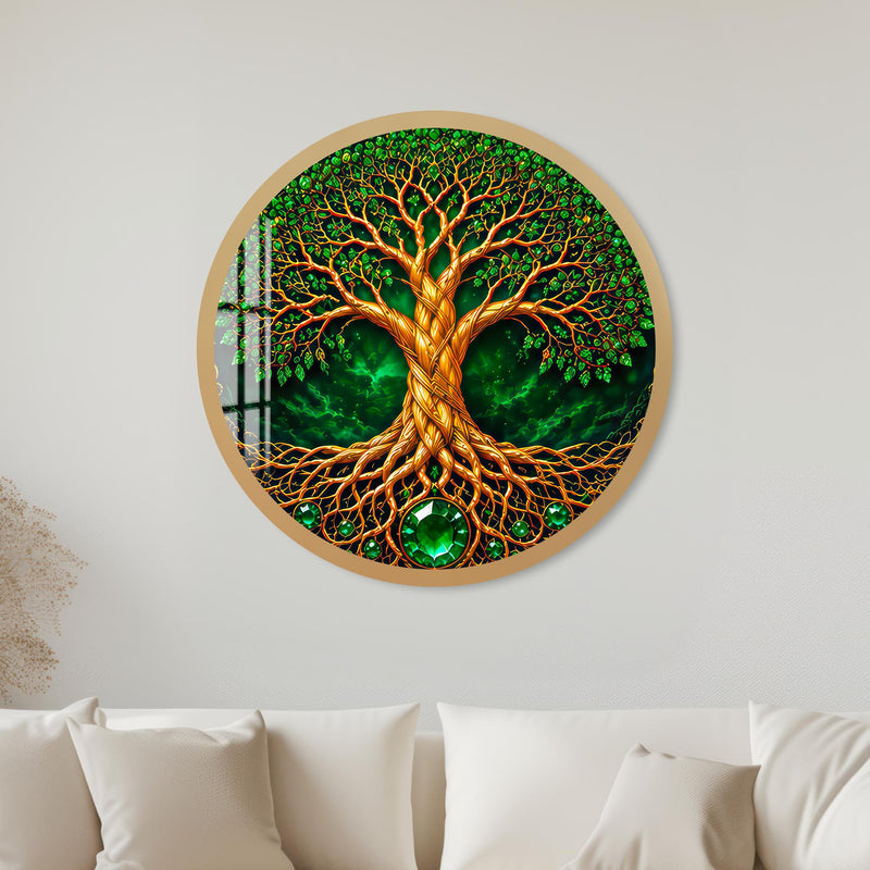 Emerald Tree Of Life with gold frame