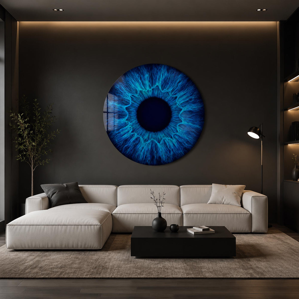 Electric Blue Iris III — tempered glass, ultra HD print, ready to hang