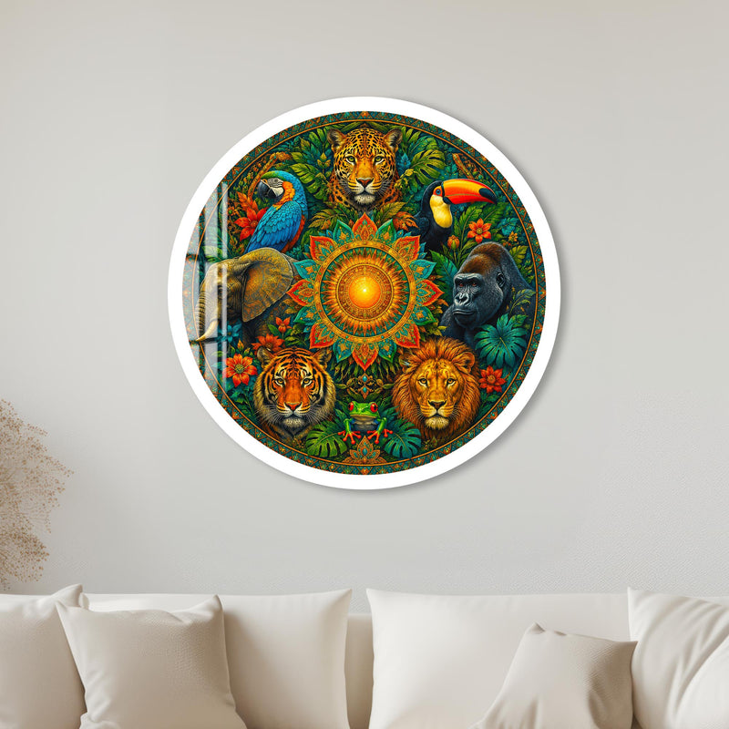 Jungle Kingdom Mandala with white frame