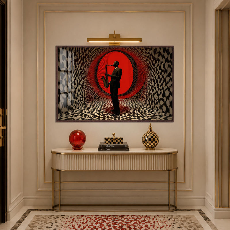 Crimson Jazz Portal with walnut frame