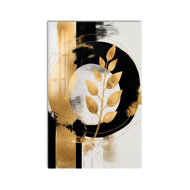 Artronauts Glass Print Golden Leaf Eclipse Glass Wall Art