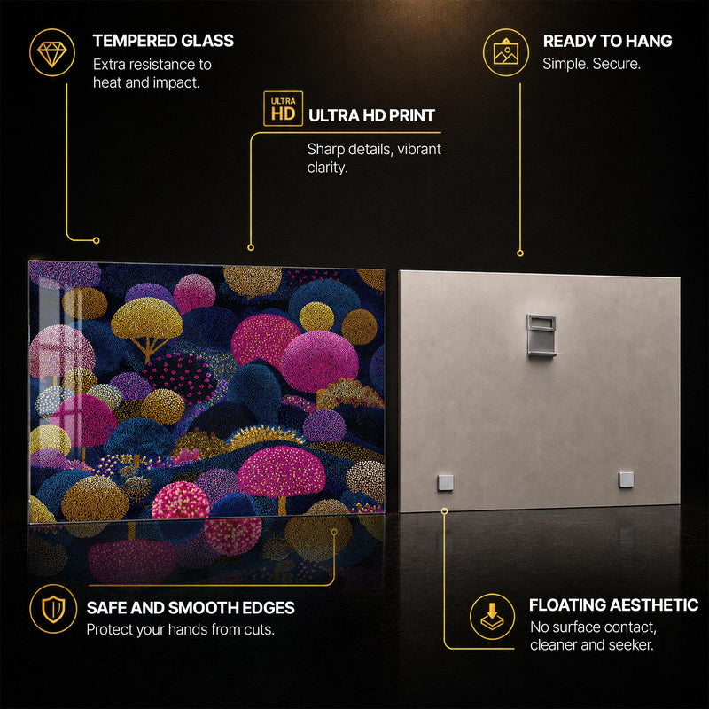 Dotted Dreamscape — tempered glass, ultra HD print, ready to hang