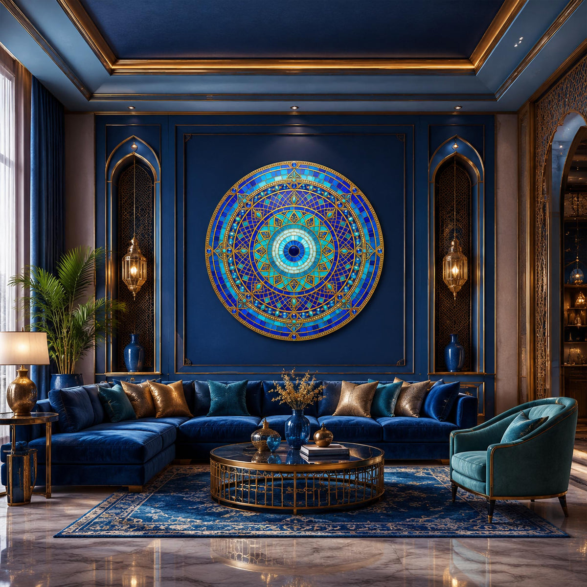 Sapphire Celestial Mandala in a modern room