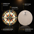 Jeweled Compass Rose — tempered glass, ultra HD print, ready to hang