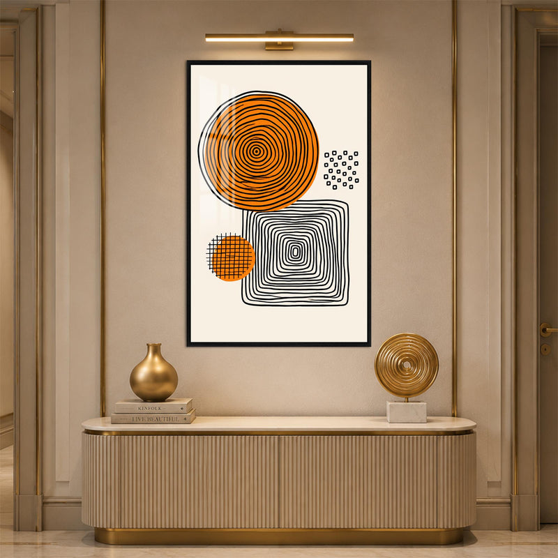 Orange Geometric Ripples with black frame