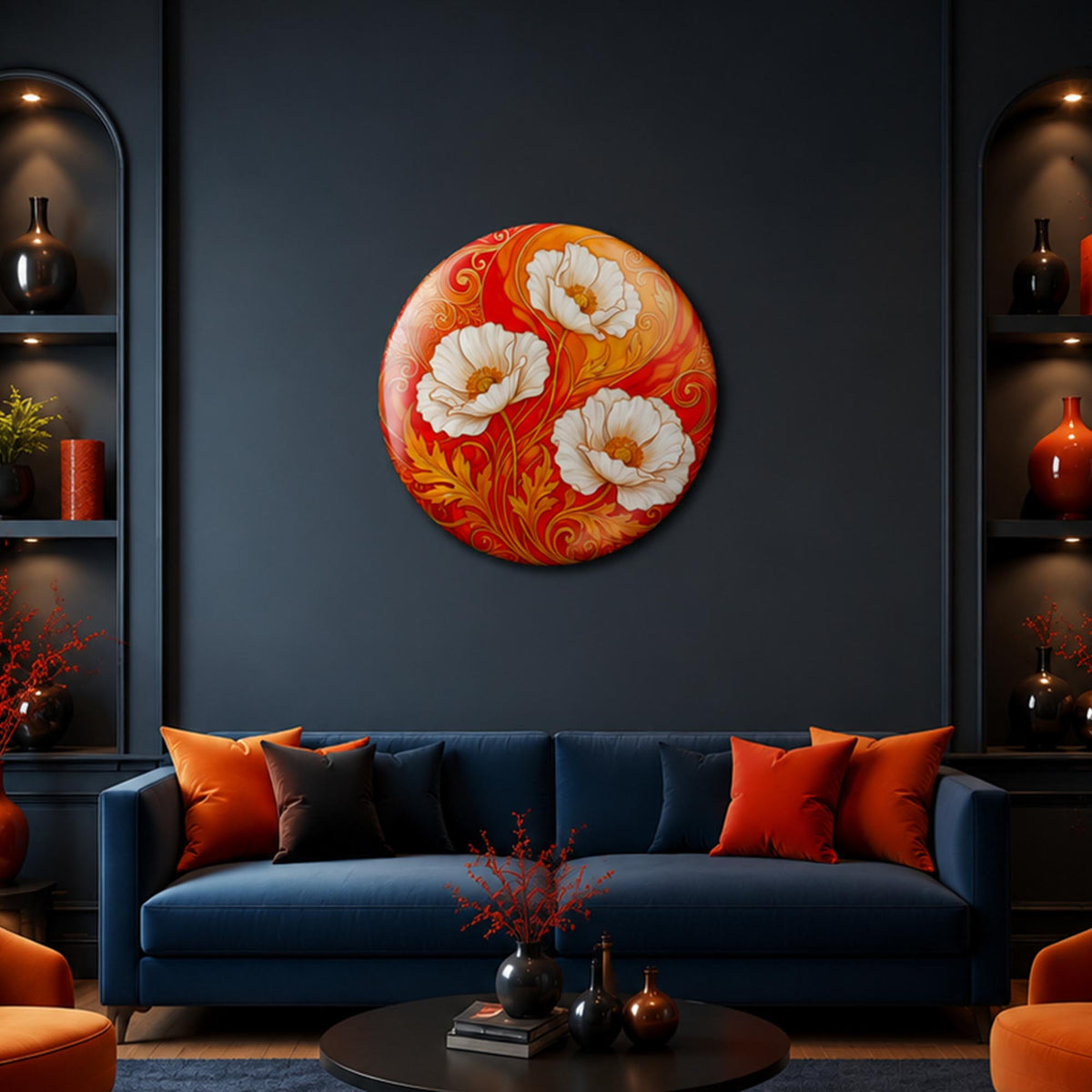 Ivory Poppies — tempered glass, ultra HD print, ready to hang