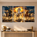 Golden Sunset Horses with silver frame