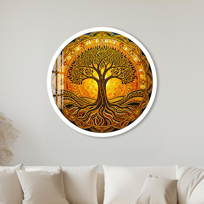 Sunlit Tree Of Life with white frame