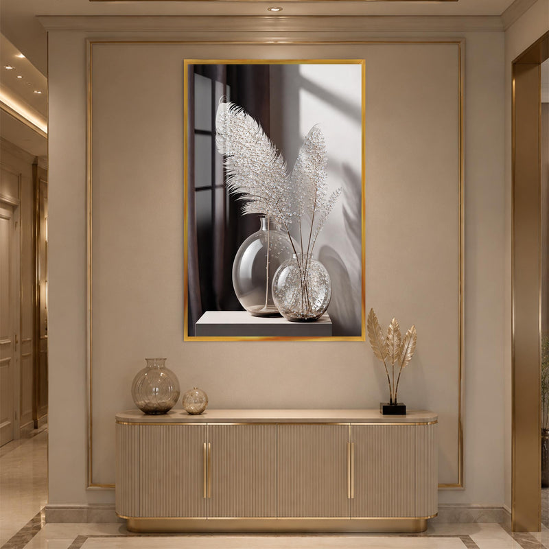 Crystal Pampas Still Life with gold frame