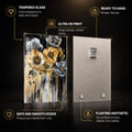Gilded Midnight Flowers — tempered glass, ultra HD print, ready to hang