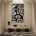 Artronauts Glass Print 12x18 cm | 4.7"x7.1" / Walnut Midnight Tribal Faces Glass Wall Art