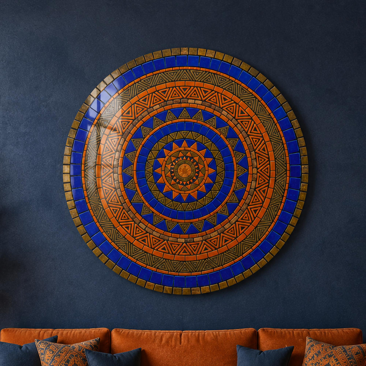 Sahara Mandala — tempered glass, ultra HD print, ready to hang