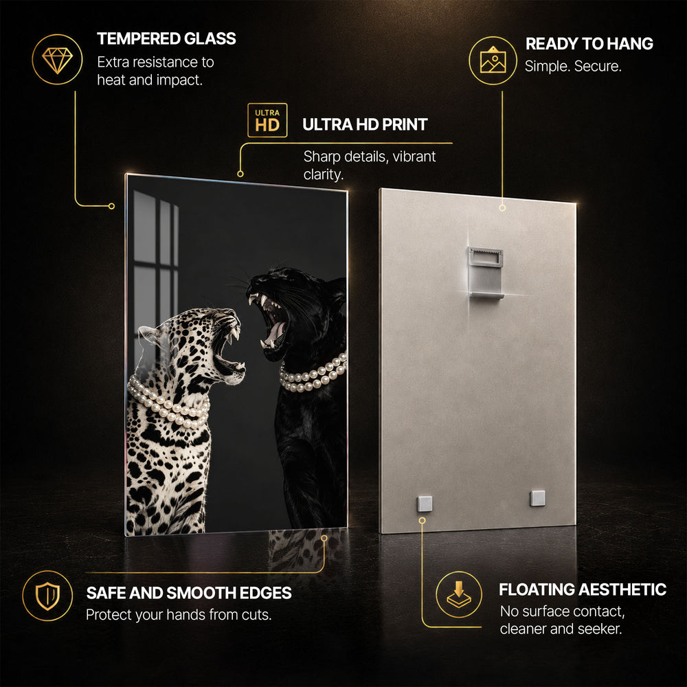 Leopard And Panther — tempered glass, ultra HD print, ready to hang