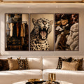 Leopard Luxury with walnut frame