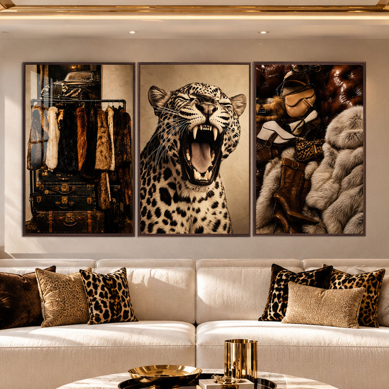 Leopard Luxury with walnut frame